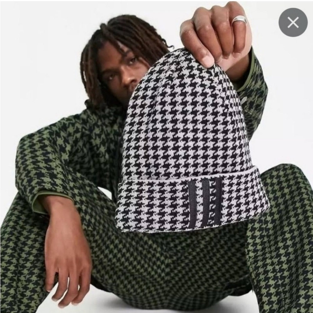 👉✨️ Adidas x Ivy Park Beanie  Houndstooth Blk Gray UNISEX Winter Cap OSFM